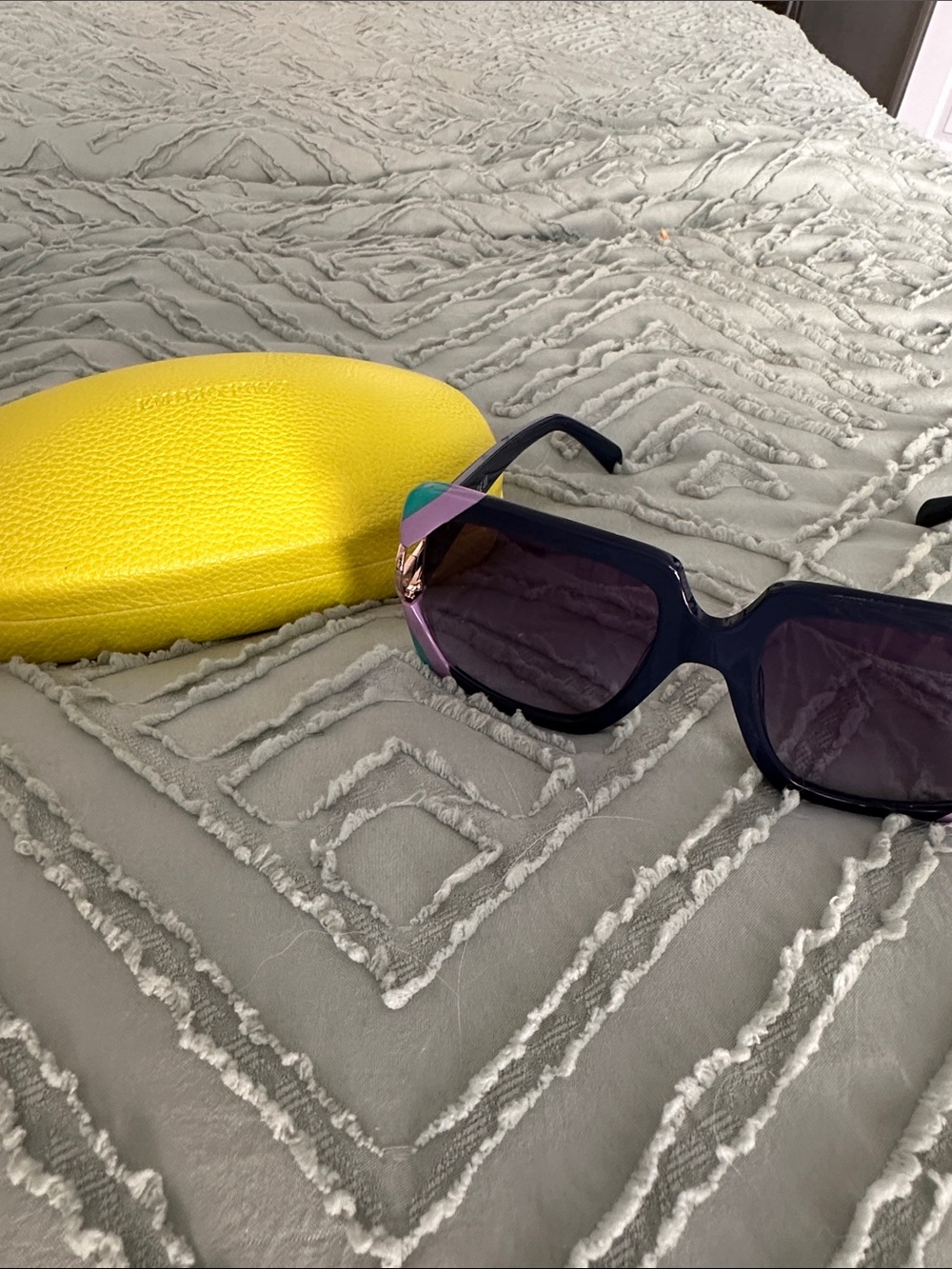 Emilio Pucci Navy Sunglasses with Purple Lenses and Yellow Case